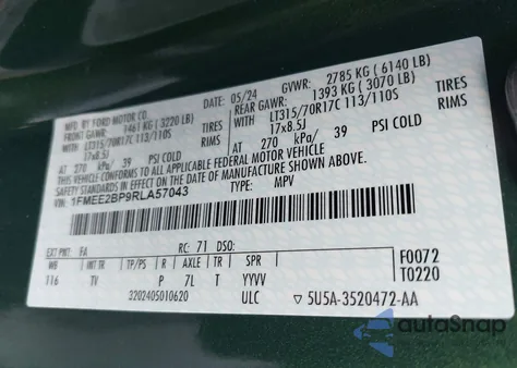 2024 Ford Bronco Wildtrak z USA, uszkodzony, nr VIN 1FMEE2BP9RLA57043